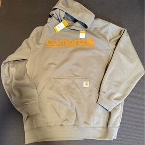 Carhartt Gray Sweatshirt with Vibrant Orange Detail